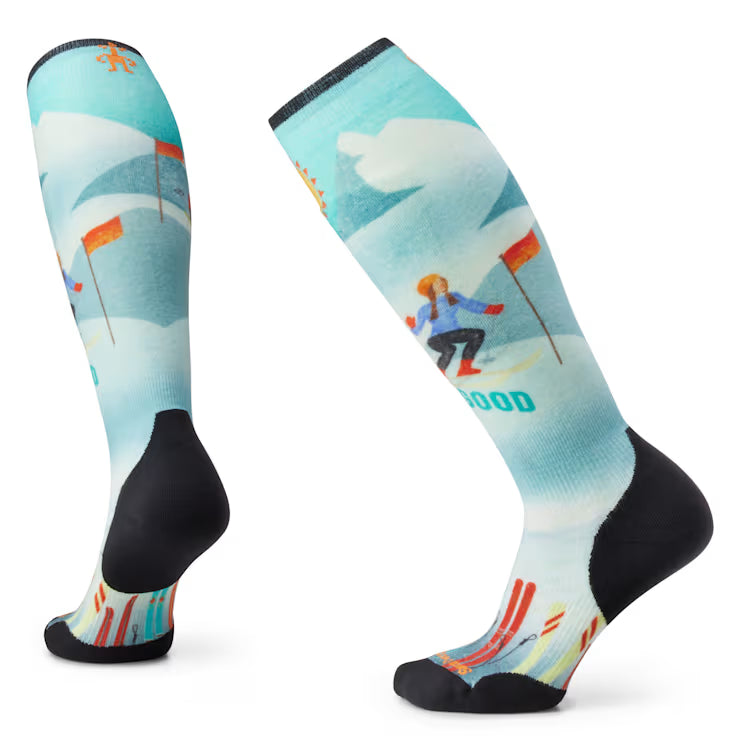 Smartwool Women's Ski Snow Bunny Print Over The Calf Socks Targeted Cushion