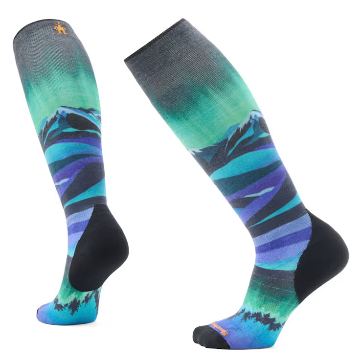 Smartwool Women's Ski Compression Print Over The Calf Socks Targeted Cushion