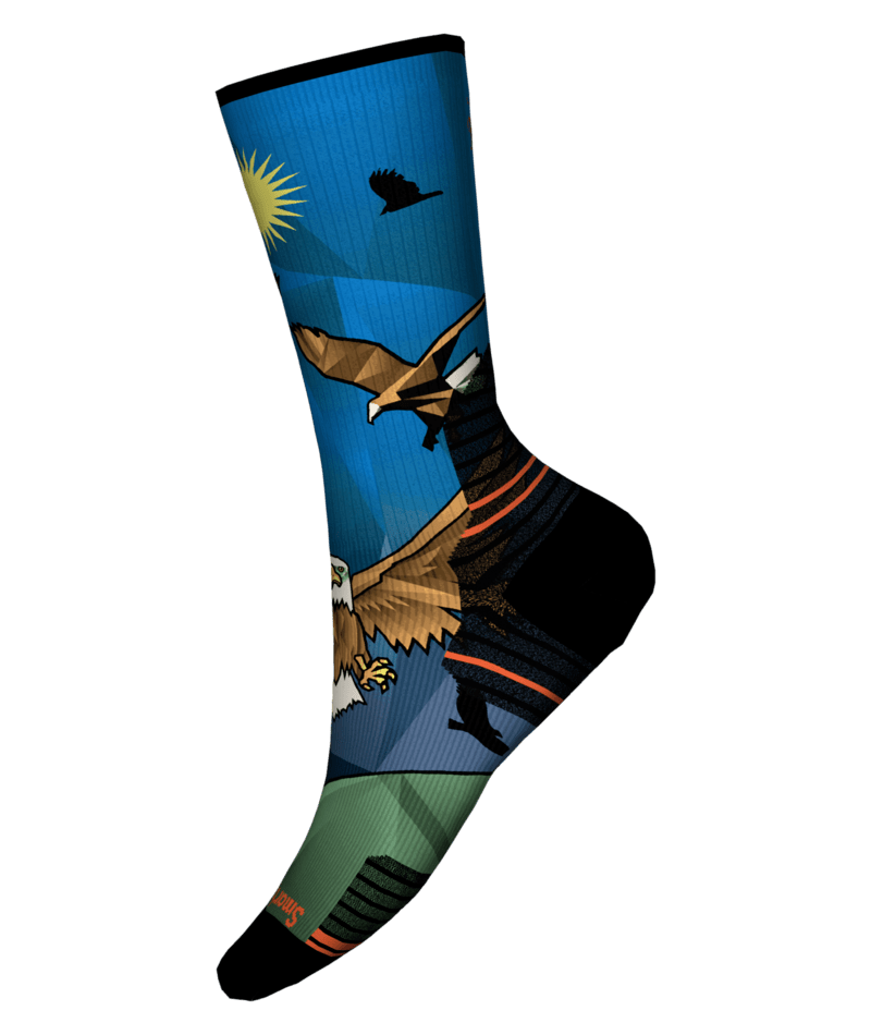 Hike Targeted Cushion Eagle Print Crew Socks