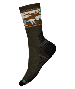 MILITARY OLIVE Hike Light Cushion Mountain Moose Crew Socks